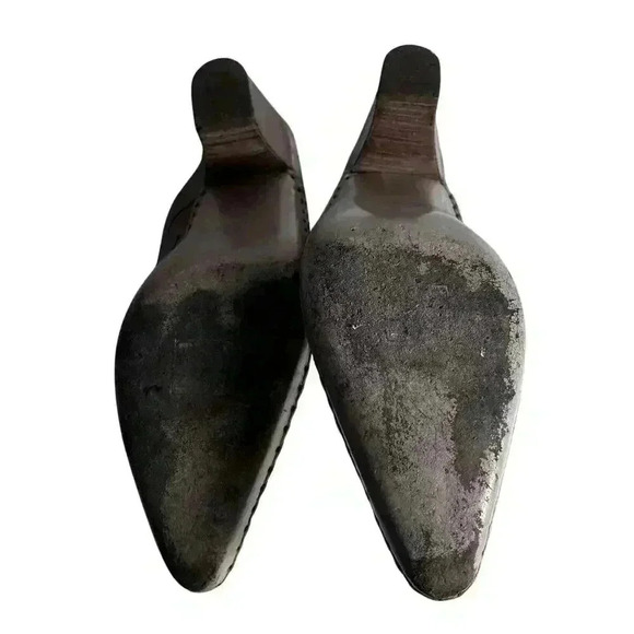 Frye Phoenix Light Tan Leather Slip On Mule Clog Stacked Heel Size 9.5M Shoe - Picture 6 of 11